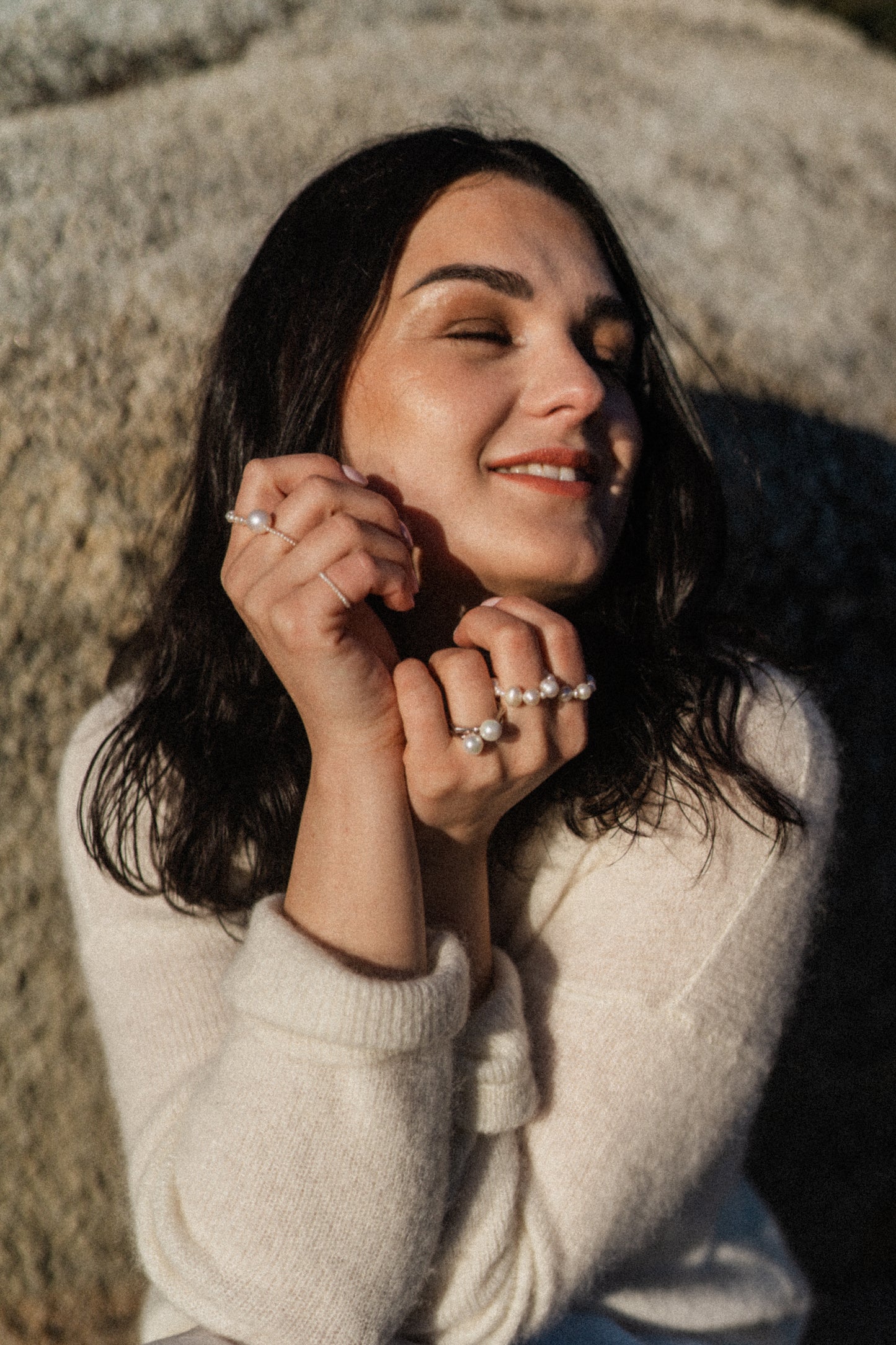 Baby pearls pinky ring