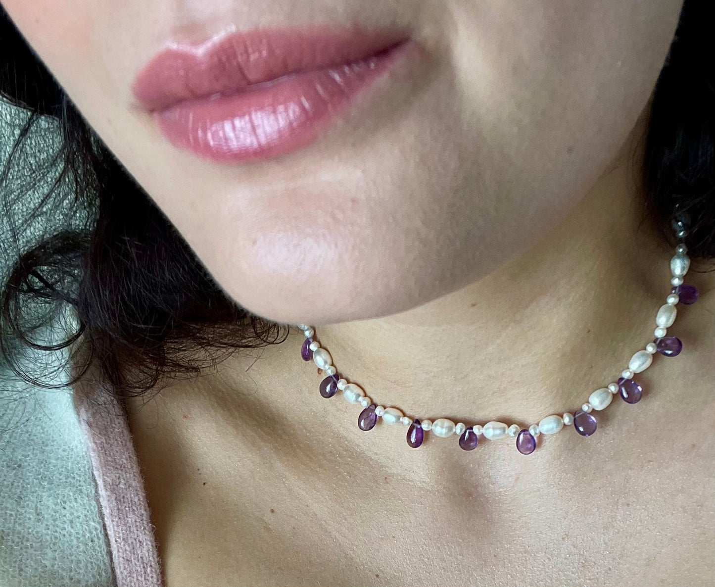 Amethyst briolette necklace